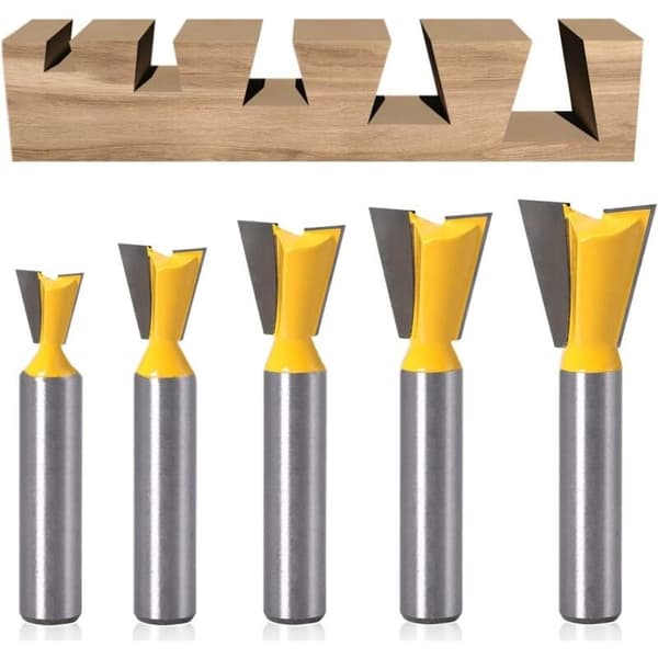 5 stk. svalehalefræser, wolframcarbid overfladefræserbit 8mm, fræserbit 1/4\" 1/2\" 3/8\" 5/8\" 3/4\" til træbearbejdning
