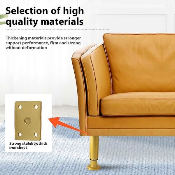 Enkelt å installere sett med 4 bordben, høydejusterbare for å matche forskjellige hjemmestiler Gold 25cm-40cm