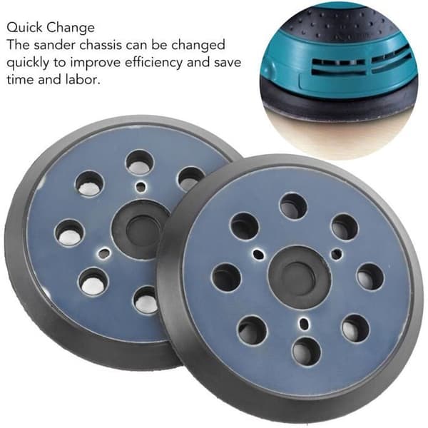 2 stk. utskiftbare borrelås-slipesåler 125 mm 8 hull for Makita BO M9202B BO5041 MT922