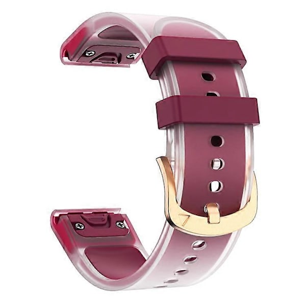 Kompatibel med Garmin Fenix 7S QuickFit 20mm Transparent Design Klockarmband Justerbart Silikonband WineRed