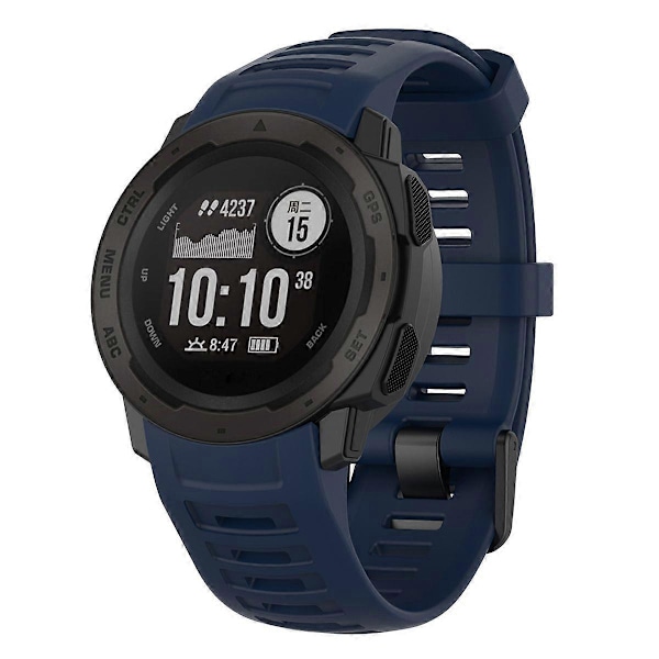 Silikon Klokkereim for Garmin Instinct Tactical/Instinct Tide/Instinct 2/Instinct Armbånd med Svart Spenne Navy Blue