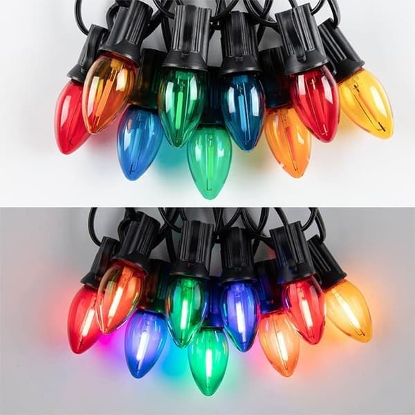10M 15 LED-jouluvalot lisäpolttimolla - E12-kanta, monivärinen, IP44-vesitiivis
