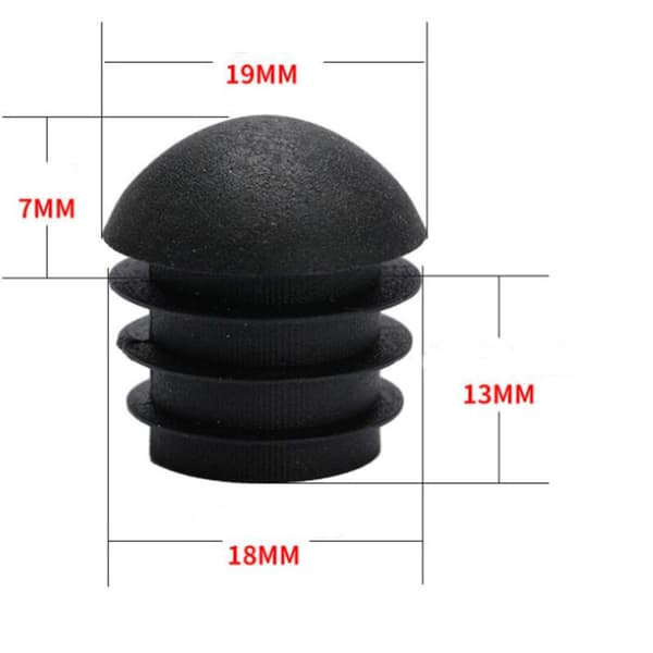 Sorte runde stolebenshætter, runde indstikshætter til stoleben, gummistolebenshætter, stolebensbeskyttere, 32 stk. (19 mm)