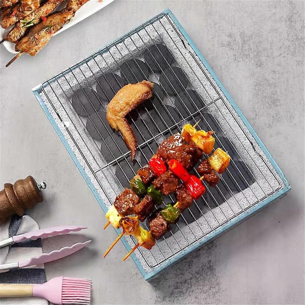 Rustfrit Stål Måtte Net Gitter Form Rektangel Grill Grillnet Udendørs Madlavningstilbehør Style B 3PCS
