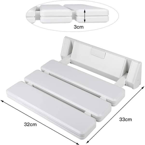 Väggmonterad hopfällbar/infällbar duschstol för badrum, ortopedisk badbräda, halkfri badstol med vikter, ergonomisk duschpall med