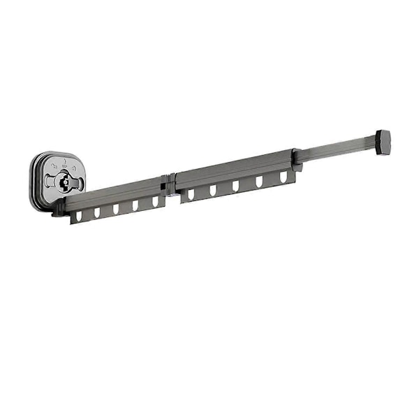 Sammenklappeligt tøjstativ, aluminium, sorte tøjbøjler, vægmonteret tørrestativ, sugekopmontering, M