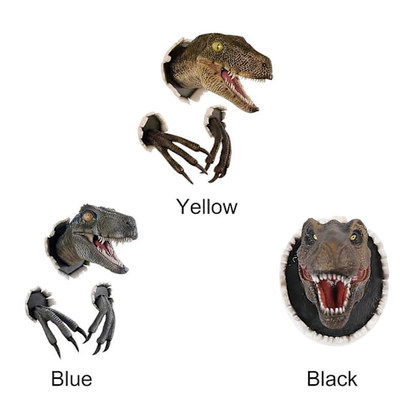 Dinosaurieväggskulpturer 3D Resin T-rex Väggmonterade Tyrannosaurus Statyer, 100% Nya Black