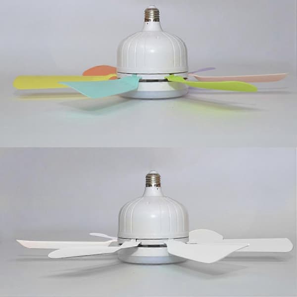LED loftventilator med fjernbetjening til stue E27 lige blæserlys loftslampe White with 6 leaves