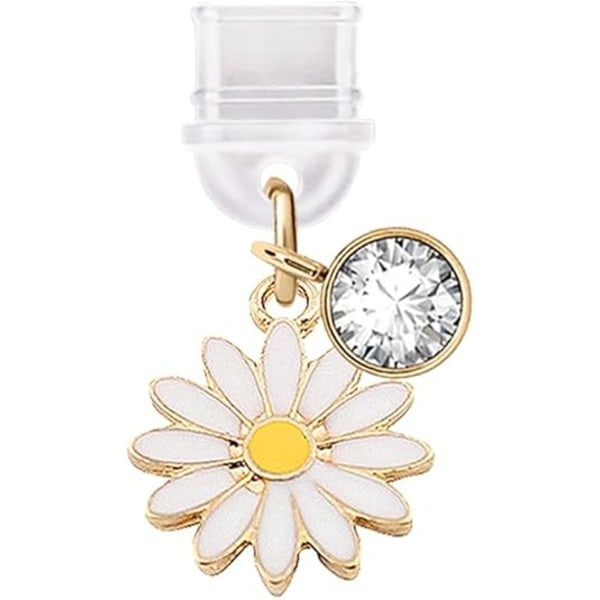 1 st Dammskydd för USB-C Laddningsport Mini Daisy Blomma Mobiltelefon Charm för Samsung/OnePlus/Xiaomi/oppo Andr