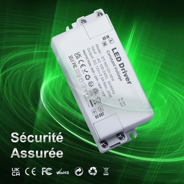 12V 30W LED-transformator, 220V til 12V 2.5A-transformator, AC til DC lavspenningsstrømforsyning, konstant spenning LED-driver
