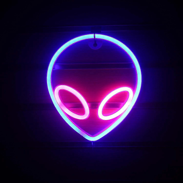 Alien Neon Skyltar Led Neon Väggskylt Rosa Blå Neonljus