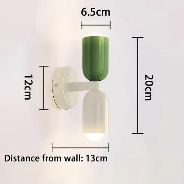 Vägglampa för inomhusbruk, E27 vägglampa, vägglampa för barnrum, väggbelysning för sovrum, vardagsrum, hall, max 60W Verde