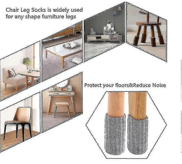 24-pack Stolsbensskydd Stickade Möbelstrumpor från TINGQUAN Grey
