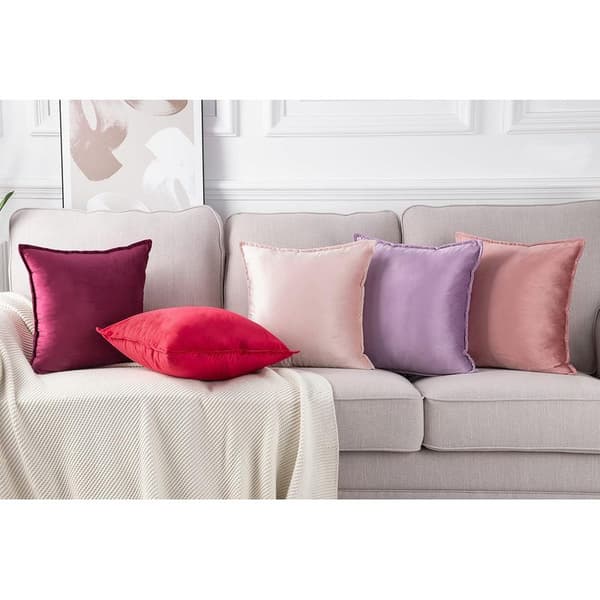 Sæt med 2 bløde fløjlsdekorative pudebetræk i luksusstil til sofa soveværelse pink 45x45 cm