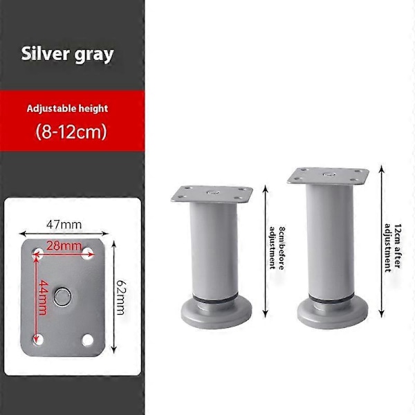 Helposti asennettava 4 pöydänjalan sarja, korkeussäädettävä sopimaan erilaisiin kodin tyyleihin Gray 8cm-12cm