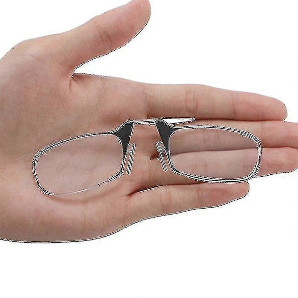 Benlösa läsglasögon med klämma för både män och kvinnor, portabla, fästs på telefonen, ultratunt glasögonfodral medföljer Red 200