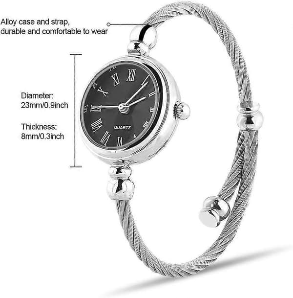 Dame Quartz Klokker, Analog Rund Legering Stropp Åpent Armbånd Armbåndsur 1