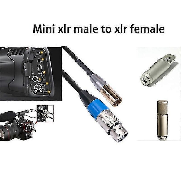 Rexlis 1ft Mini Xlr Til Xlr Fe Adapterkabel, 3-pinners Mini Xlr Til Xlr Videokabel, For Bmpcc xh