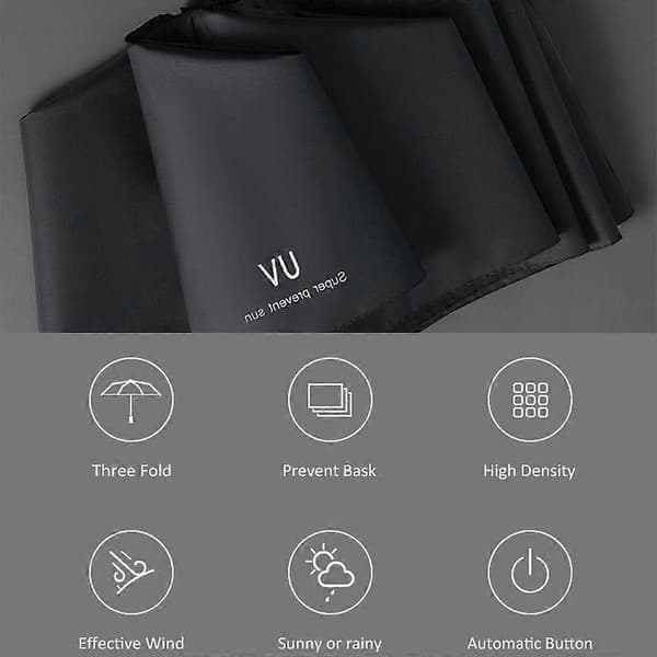 Paraply Vindtæt Rejseparaply Kompakt Foldbar Omvendt Paraply black