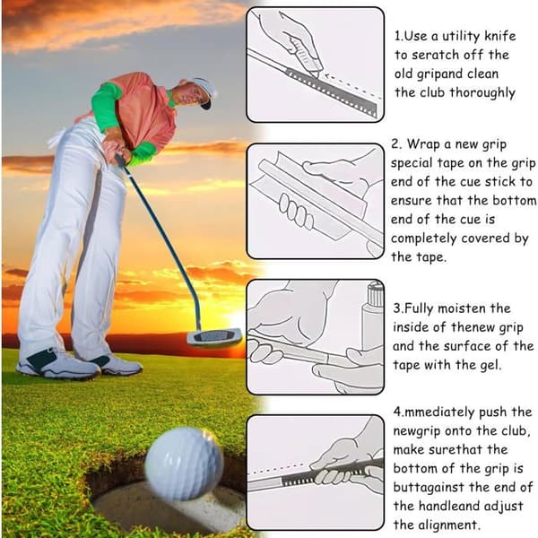 30 hvide golfklæbestrimler 25x5 cm dobbeltsidet til omgripning af køller jern driver putter reparationspunkter