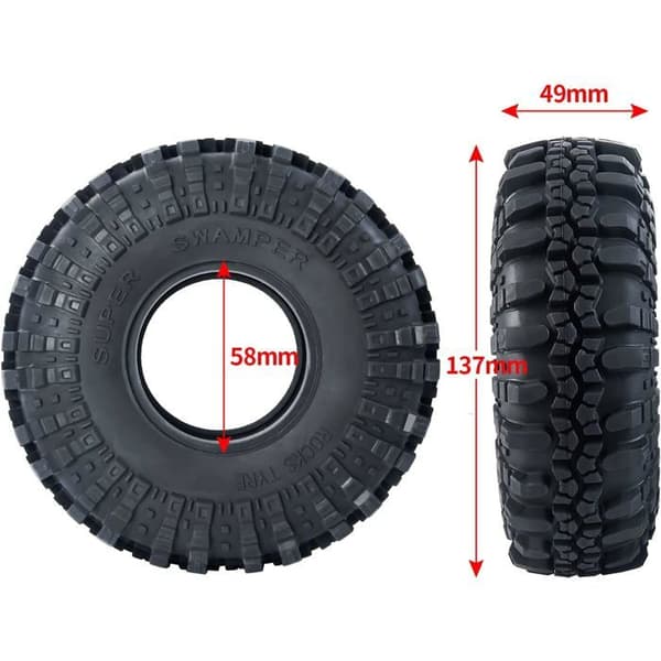2,2 tommer RC-dæk - Sæt med 4 - Gummi - Til 1/10 Rock Crawler - Axial SCX10 TRX4 - 137x49 mm