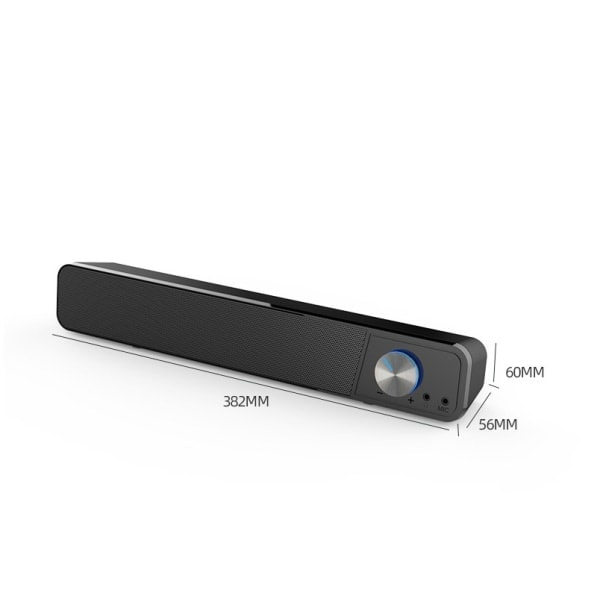 Sort PC-højttalere, 12 Watt, PC Soundbar, USB-strøm, 3,5 mm