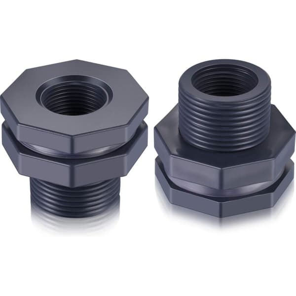 2-delad PVC-genomföring för regntunnor, akvarier, vattentankar (3/4\")