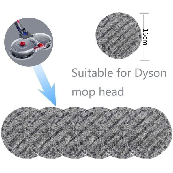 Erstatningsmoppepute i mikrofiber for elektrisk mopp (grå, 4 stk. til Dyson V7 V8 V10 V11-modeller, egnet for utskifting av moppepute med 16 cm diameter)