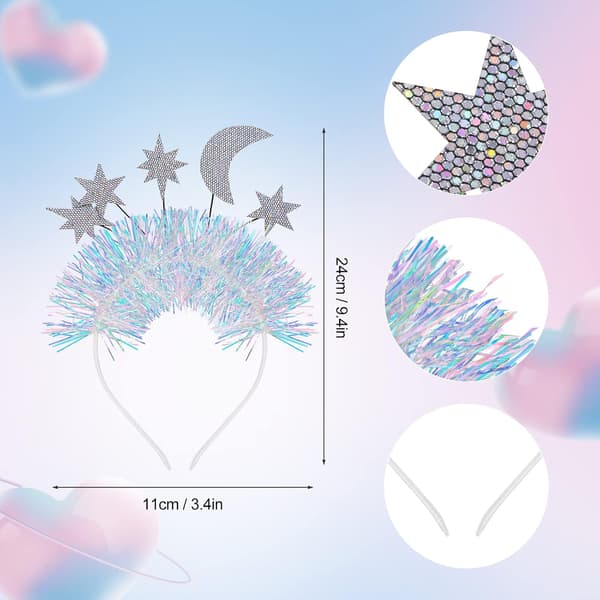 Julepaljetter Hjerte Hodebånd Glitter Hjerte Hårbånd Hjerteformet Dekor Hodebånd Rødt Hjerte Glitter Stjerne Hodebånd Hodebøyle Hårtilbehør Silver