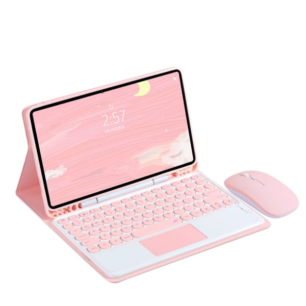 Lämplig för Samsung Tab A9 x200 cover S9+ rund cap S6lite touch-tangentbord X900 skal Pink + pink keyboard bottom Samsung A8 10.5 X200