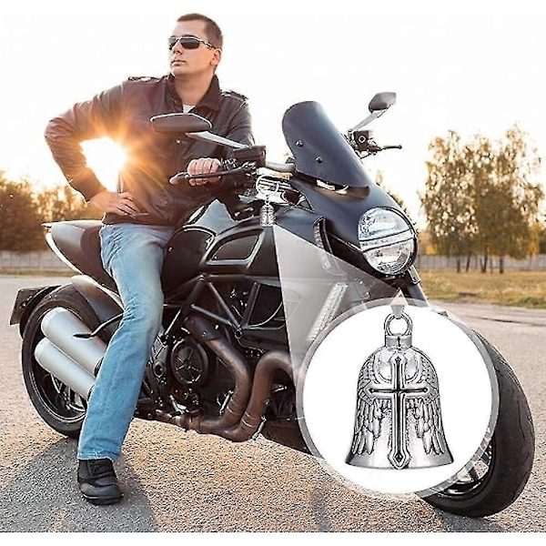 2 stk. Motorcykel Guardian Bell, Engel Guardian Rideklokke Med Kæde, Rustfrit Stål Motorcykel Klokker Held Rideklokke, Motorcykel Tilbehør Gaver(