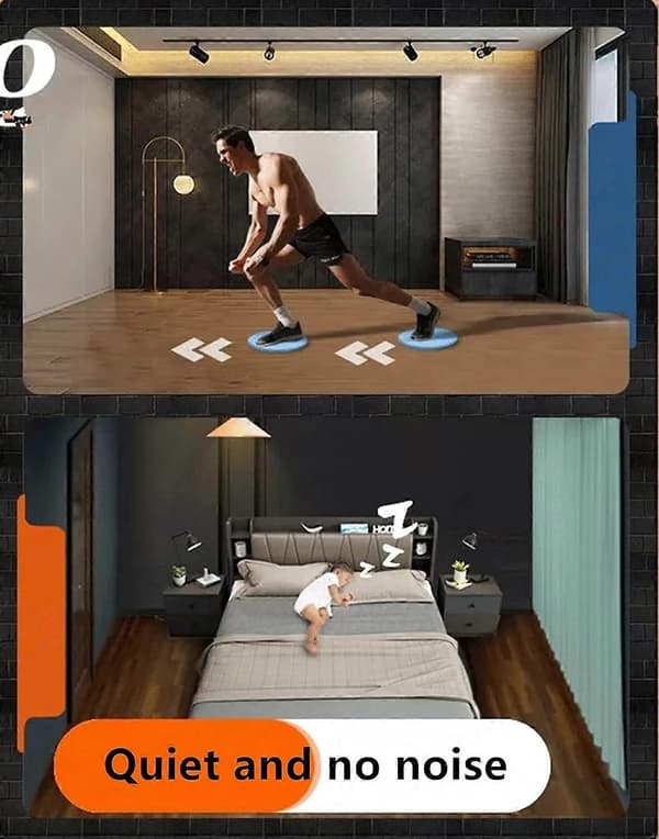 Dobbeltsidede glideplader Core Sliders Ultimativ Core Trainer Gym, Tæppe og Hårdt Gulv Træning Glideplader Dobbelt Hjem Blue