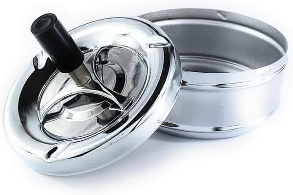 Extra Stor Krom Snurrande Askkopp Utan Aska | Premium Vindtät Utomhus Askkopp | Djup Bas | Lätt att Tömma