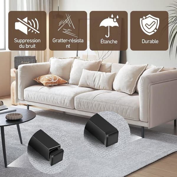 40x40 mm firkantede rør-endestykker - Pakke med 20 - Robust sort plast - Ridsefast - Til Ch