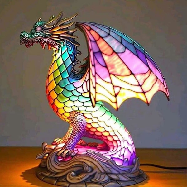 Fort Nite Flat Metal Borddekoration och Heminredning Djur Bordlampa Serie Dragon