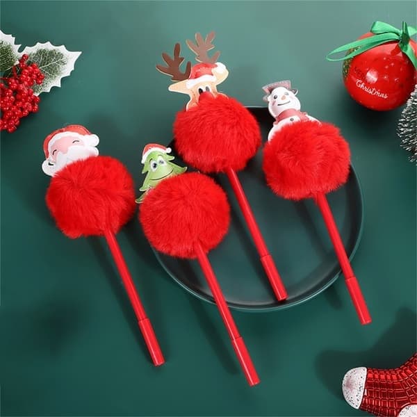 4-pack jultecknad penna Festival Gelbläck Plast Skrivmaterial