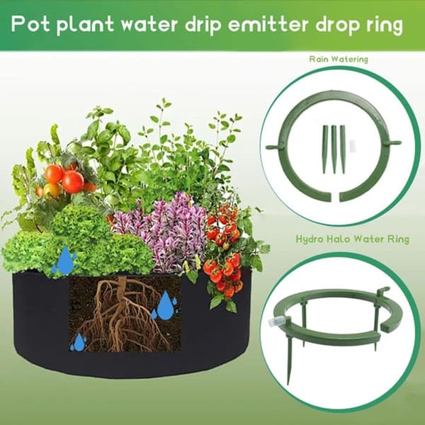 4-delat droppringset, Hydro droppbevattningssystem, droppspridare, droppring med integrerad 1/8 tums hullingförsedd inloppsanslutning, för plantering