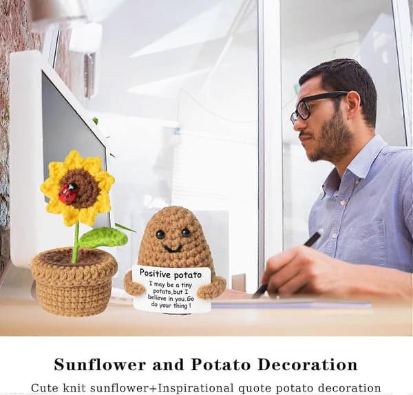 Fickkram Positiv Potatis Stickad Potatis Set Kreativ Stickad Ull Potatis Solrosdocka Fickkram