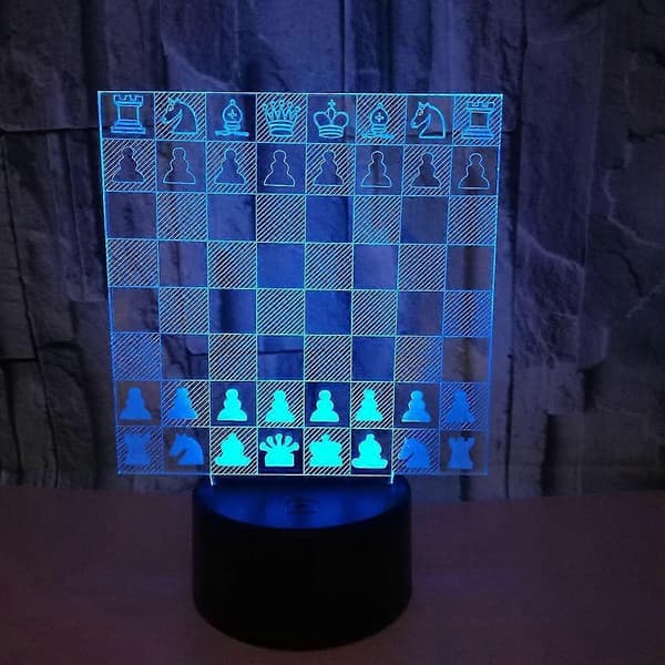 Wekity 3D LED Optisk Illusjon Akryl Nattlys Med Fjernkontroll & Smart Touch 7 Farger Endring Internasjonalt Sjakk
