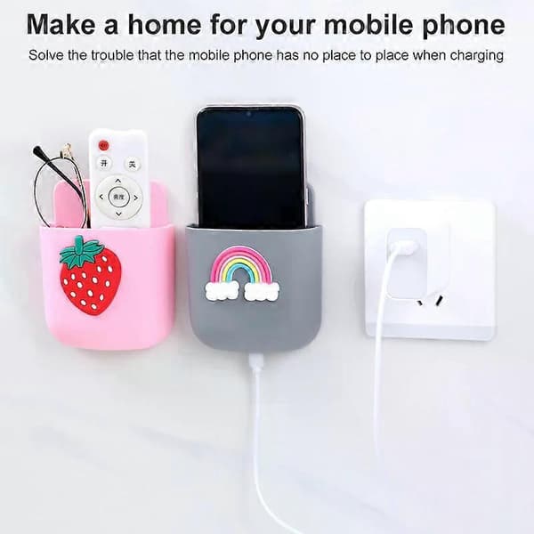 Väggmonterad Organizer Förvaringslåda Stansfri Fjärrkontroll Monterad Mobiltelefonkontakt Väggfäste Laddning Multifunktionskrok 1Pcs Grey