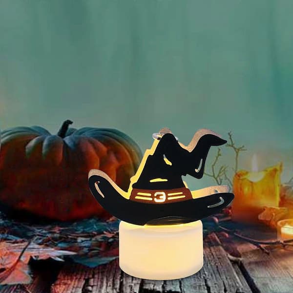 2025 Halloween Dekor Led Lysestake Heks Hat Hekselampe Fest Gård C
