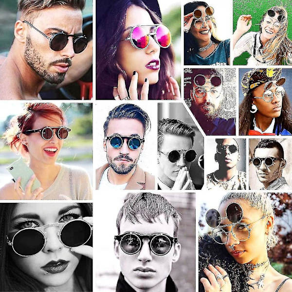 Flip Up Solbriller Mænd Kvinder Polariseret Steampunk Flip Solbriller Med Dobbelt Linser UBM Silver Frame-Gray Lens