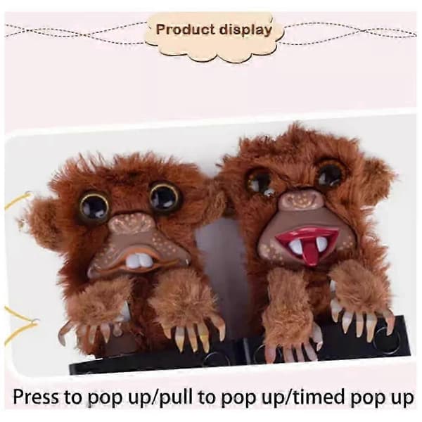 Busapa Monkey Leksak, Överrasknings Busapa Monkey Leksak, Pet Pranksters, Pop Up Monkey Bus Tongue model