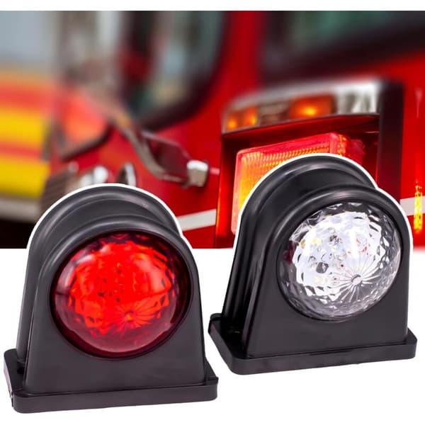 2x8 LED sidemarkeringslys 12/24V dobbeltsidet trailer sidemarkeringslys advarselsrødt og hvidt lys til lastbil autocamper campingvogn