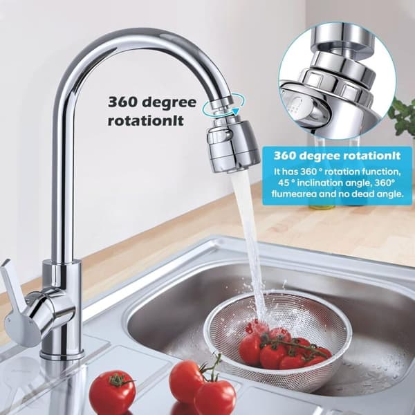 360° Roterende Vandhane Luftblander, Køkken Vandhane Dyse, Vask med Justerbart Filterhoved, 2 Tilstande, Vandhane Luftblander, Vandhane Atomizer