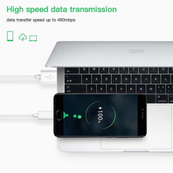 3x 5A USB 3.1 A - USB C SuperCharge 2M Vit en storlek