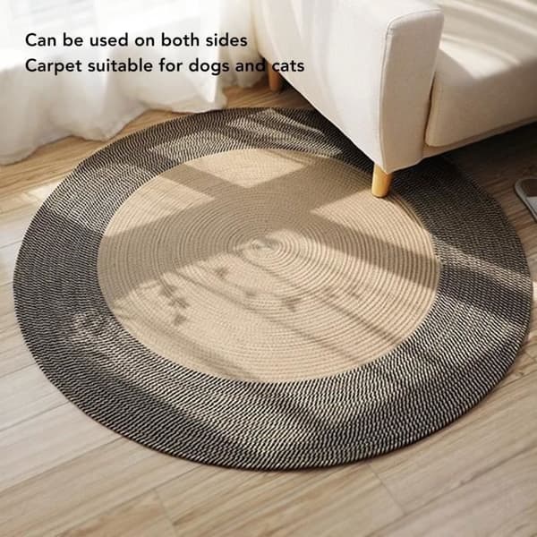 Rund Jute Tæppe - Vendbart - Retro Design - Holdbart - Til Soveværelse og Gang