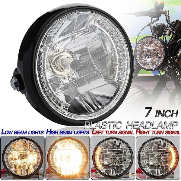 Universal 7 tommer 12V Motorcykel Rund Forlygte Blinklys forlygte lampe til Bobber Honda