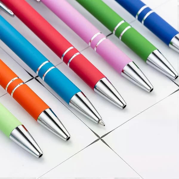 Kulspetspenna med Stylus-spets, 12-pack Regnbåge Gummerad Mjuk Yta