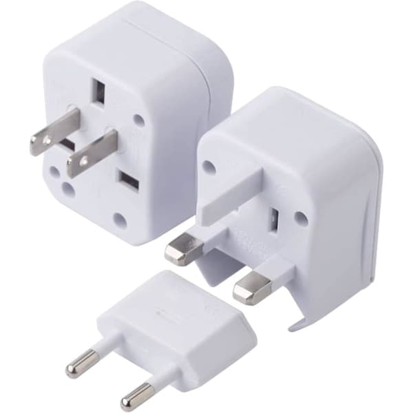 Reiseadapter - EU for alle uttak - Universell internasjonal strømadapter - 3-i-1-plugger - 220V (hvit)